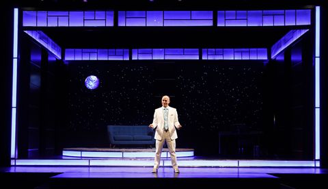 Production photograph from An Act of God at Bucks County Playhouse.