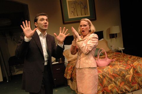 Production photograph from The Missionary Position at City Theatre Company.